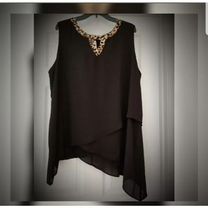 Cato plus 22 24 Asymmetrical top black leopard NWT FIRM PRICE****